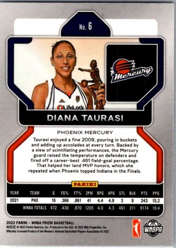 Panini Prizm 2022 WNBA #6 Diana Taurasi casi como nuevo - Imagen 2 de 2
