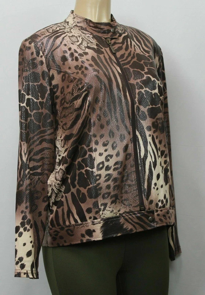 Effortless Style by Citiknits Women's Jacket Animal Print Brown Size M - Image 4 of 4