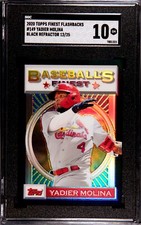 2020 Topps Finest Flashbacks #149 Yadier Molina Black Refractor #12/25 SGC 10