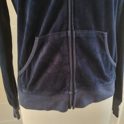 JUICY COUTURE VELOUR JACKET HOODIE SWETSHIRT WOMEN VELVET BLUE XL ONE UPON TIME - Picture 3 of 8