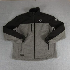 DRI DUCK Jacket Mens Medium Gray Black Fleece Lined Zip Pocket Logo