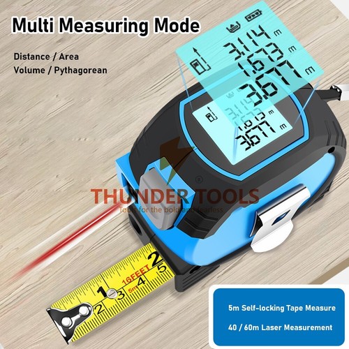 Thunder Tools 3-in-1 Laser Tape Measure Multifunctional Digital Display Cross - Picture 2 of 12