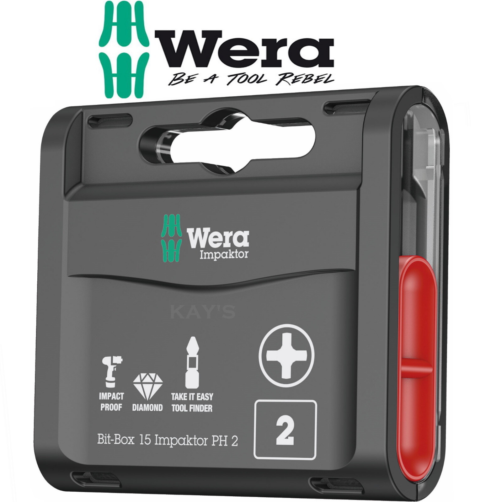 Wera Impact Screwdriver Bits Pack Of 15 PH2 x 25mm TriTorsion In Bit-Box 057752