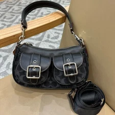 Ashton Baguette In Signature Denim black CQ184 Crossbody Outlet New