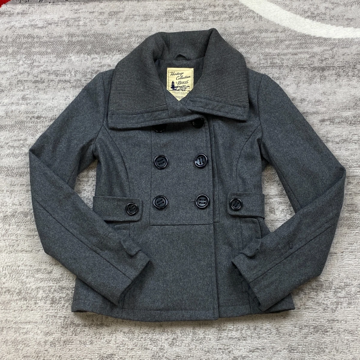 G.H. Bass u0026 Co Suit Blazer Pea Coat Ladies Extra Small Gray Wool Outdoors  Womens | eBay
