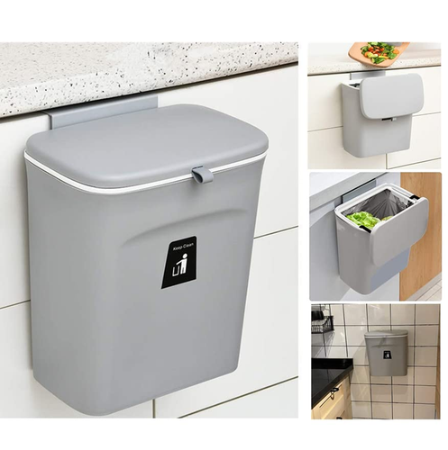Compost Bin for Kitchen -2.4 Gallons/9L Trash Can for under Sink,Hanging Small T