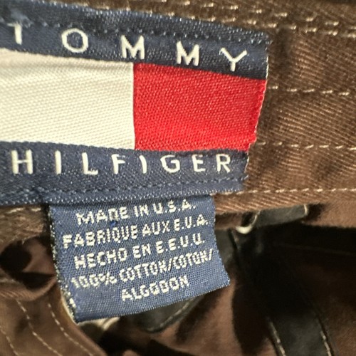 Vtg Tommy Hilfiger Hat Cap Adult Brown Leather Strap wide Brim Small Logo USA - Picture 9 of 9