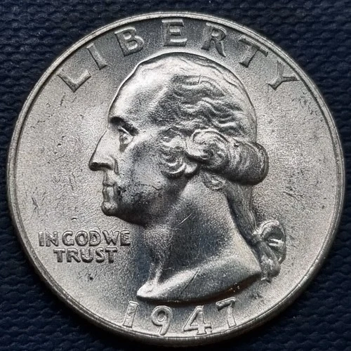 1947 S Washington Quarter 25c Silver BU UNC GEM Brilliant Uncirculated #97332