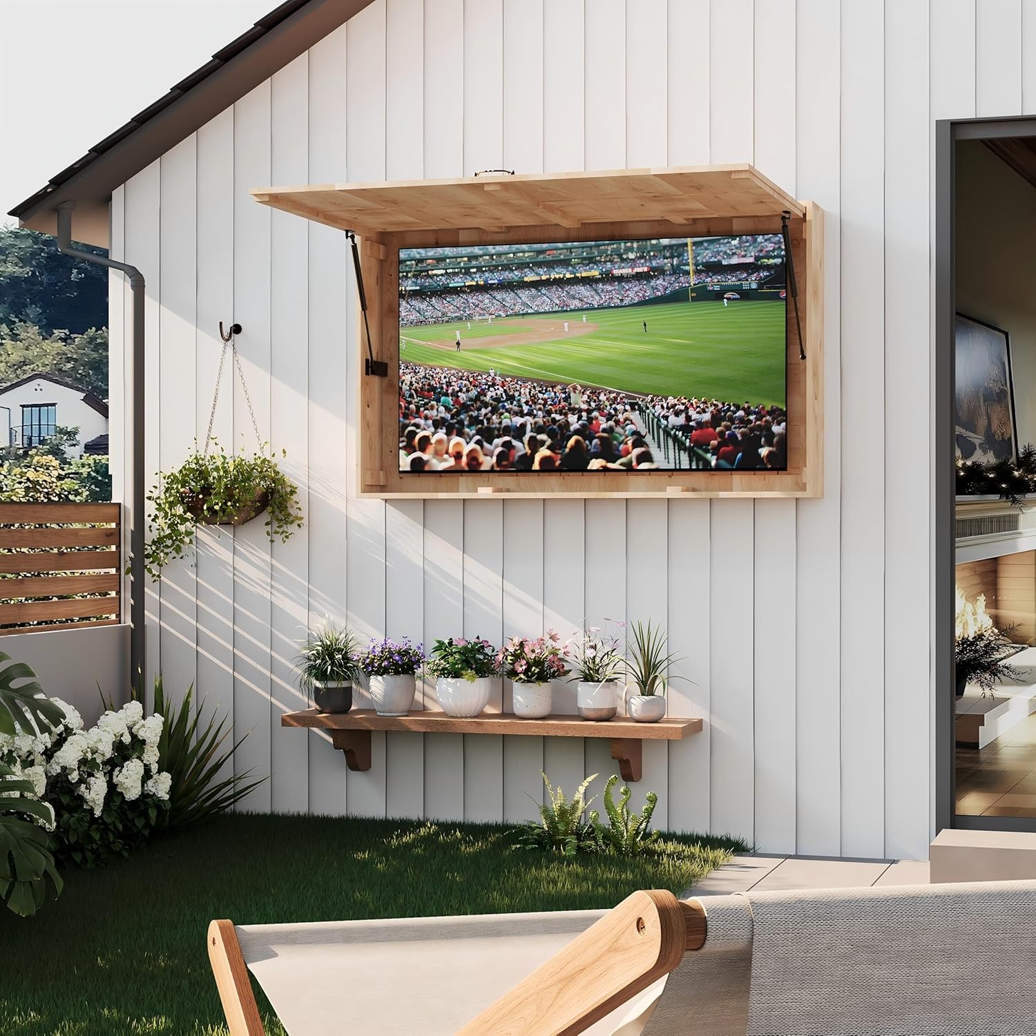 Outdoor TV Enclosure TV Cover with Adjustable Mount Fold-Up 