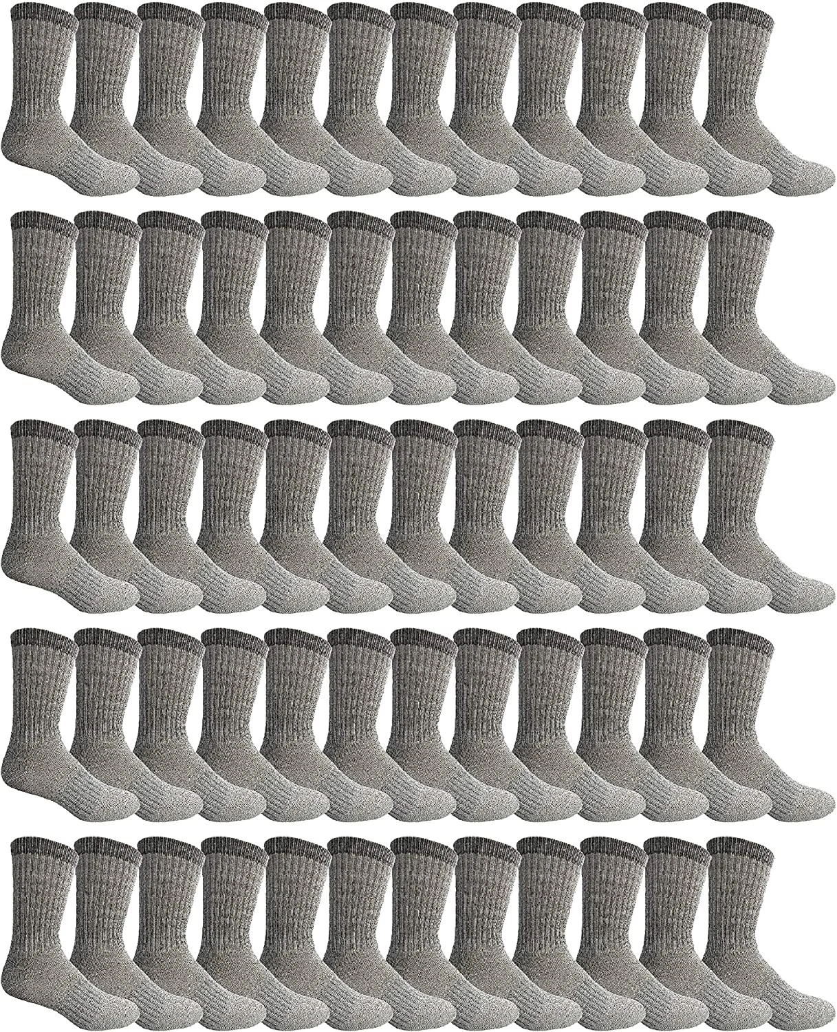 60 Pk Pack Women's Bulk Merino Wool Thermal Boot Socks,Cold Camping Socks,Gray