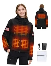 Women’s Heated Jacket with 12V Battery Pack - 5 Heat Zones Small Black
