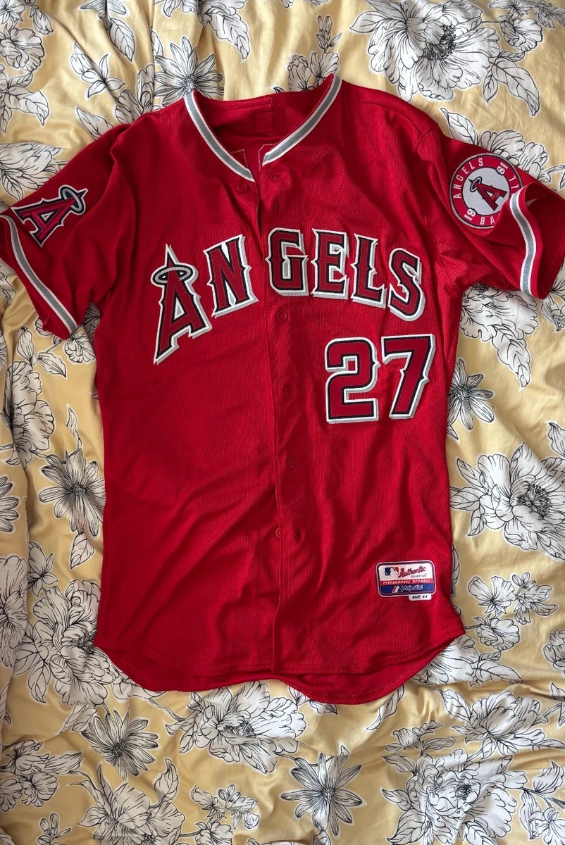 Mike Trout Majestic Los Angeles Angels Grey Road Jersey W/ Patch - Men's M-2XL