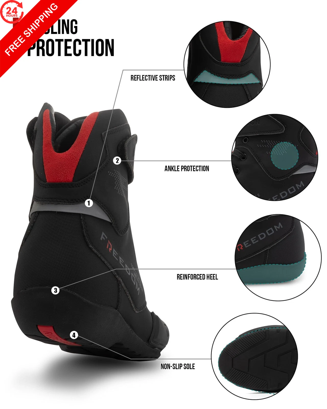 RIDEIRON Motorcycle Shoes for Men CE Certified (EN 13634) 11, Black image 5