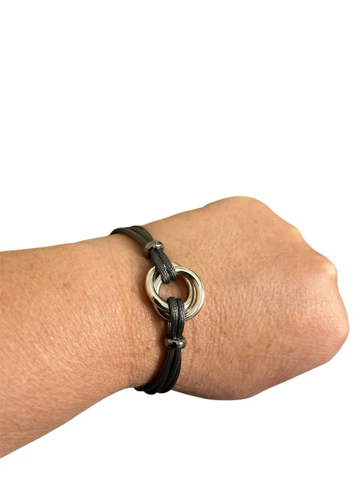 Double Mesh Center Circle Bracelet Sterling Silver 925Italy Stamped - NIB - Image 3 of 4