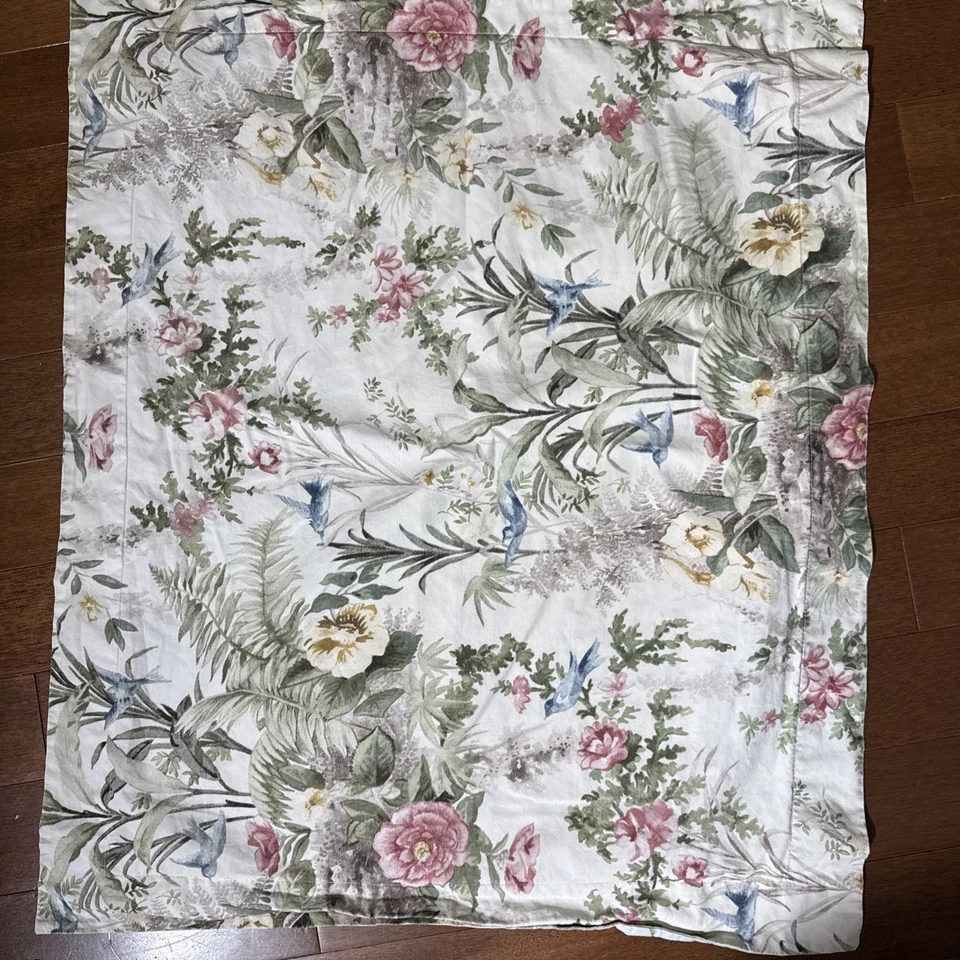 Pottery Barn MARLENA Reversible BLUE/cream Queen Duvet floral birds 2 Std. Shams - Image 3 of 4