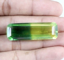 49 Carat Emerald Cut Brazilian Bi-Color Tourmaline Gemstone Certified T14906