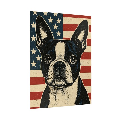 Boston Terrier Patriotic Art Print – Red White Blue USA Dog Wall Decor - Picture 4 of 25