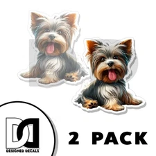 Yorkshire Terrier Fluffy Sticker High Class Creature Decal Made in USA 2 PACK
