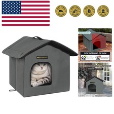 Cat House for Outdoor Cats, Weatherproof and Insulated Feral Cat House with M...