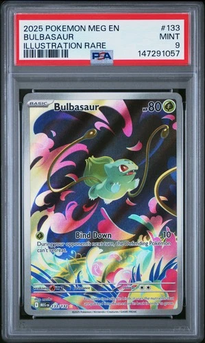 1057 Bulbasaur 2025 Pokemon Mega Evolution #133 Illustration Rare PSA 9