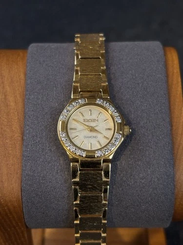 Elgin gold tone women's diamond watch