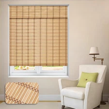 Cordless Roman Shades, Roll Up Bamboo Blinds for Indoor Windows, Light Filter...