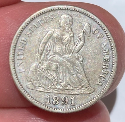 1891 S Seated Liberty One Dime Silver Very Nice Coin