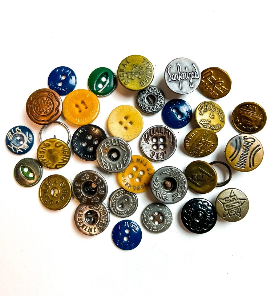 Antiguo Lote Botones Ropa de Trabajo Sweet Orr Five Bros Mono Big Yank Señal RR Foto 4 de 4