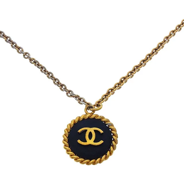 Chanel Necklace Pendant COCO Gold Black Woman Authentic Used Y2573