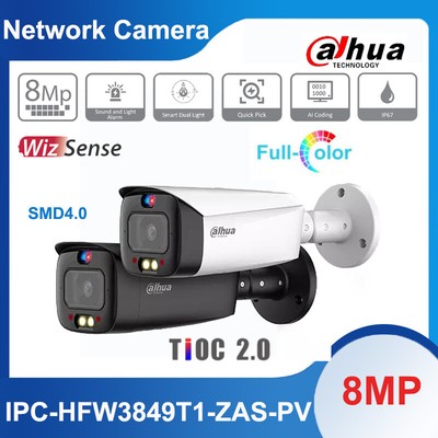Dahua IPC-HFW3849T1-ZAS-PV 8MP 5xZoom TiOC2.0 Full-Color Two-way Audio IP Camera