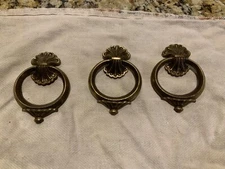 Lot 3 Vtg French Provincial Swing Drawer Pulls KBC Victorian  Antique Brass