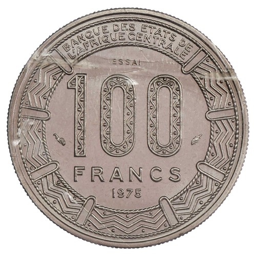 République centrafricaine - 100 francs 1975 ESSAI - nickel - scellé FDC - KM.E4 - Imagen 2 de 2