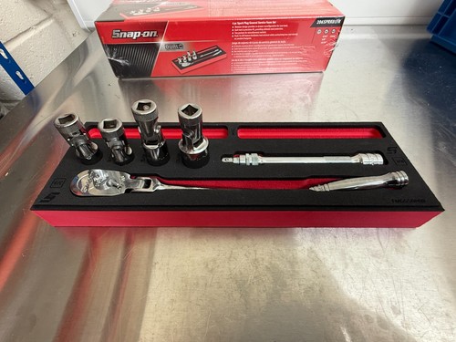Snap On PRO-FI Foam Red Six 6 Piece 3/8" Drive Spark Plug General Service Set - Picture 3 of 9