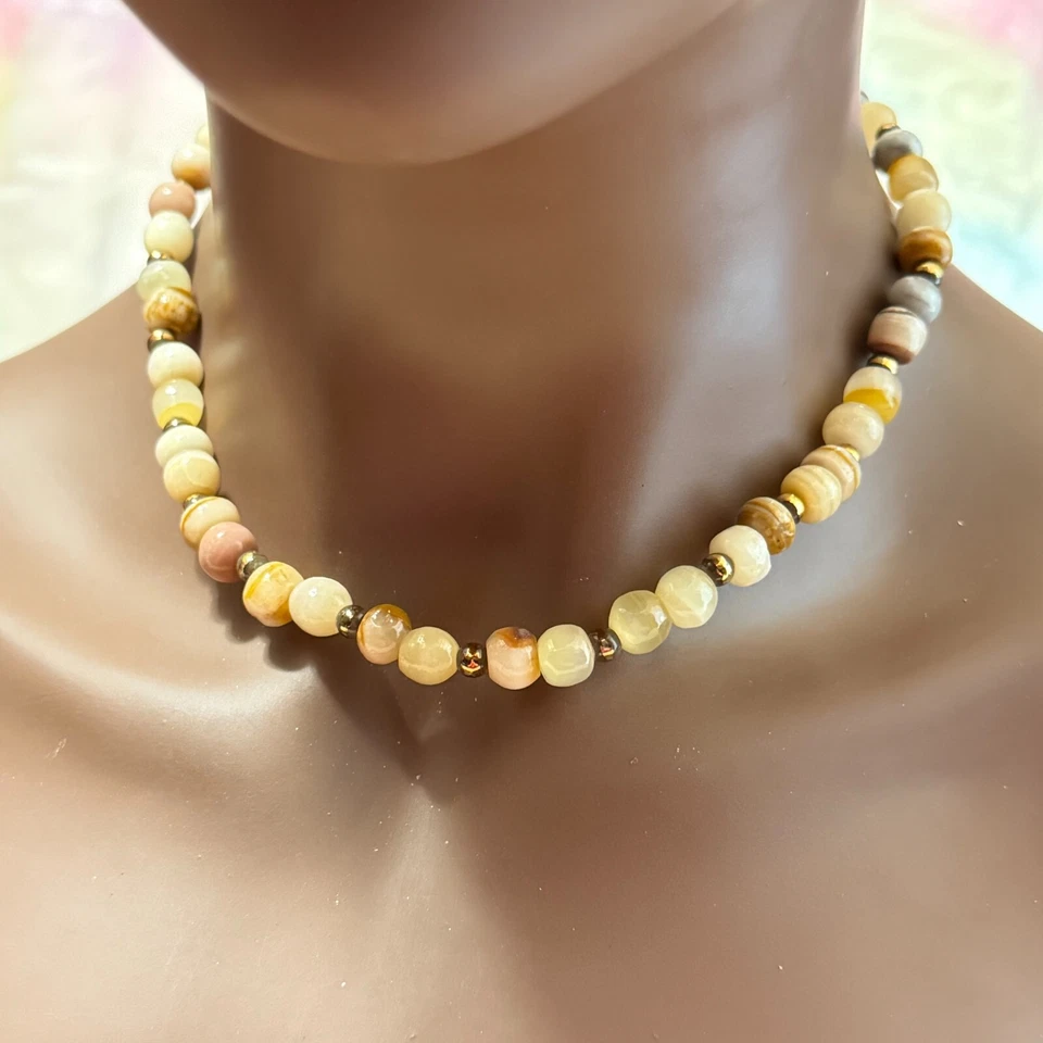 Vintage Calcite Gemstone Necklace, Rootbeer Beggar Bead Crystal Jewelry - 16.5" - Image 2 of 4