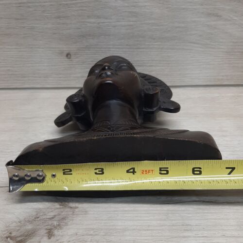 Vintage Woman Bali Head Bust Carved Carving Hard Wood Balinese Wooden - Picture 14 of 15