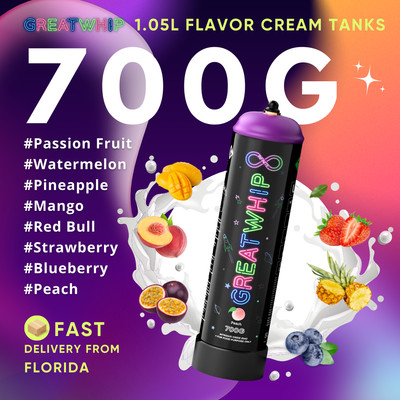 700g Whipped Cream Charger Tank GreatWhip Strawberry Peach Blueberry Muti Flavor
