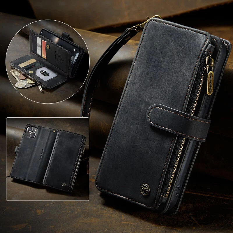 For iPhone 15 14 13 12 11 Pro Max XR X 8/7 Case Zipper Leather Wallet Flip Cover - Image 2 of 4