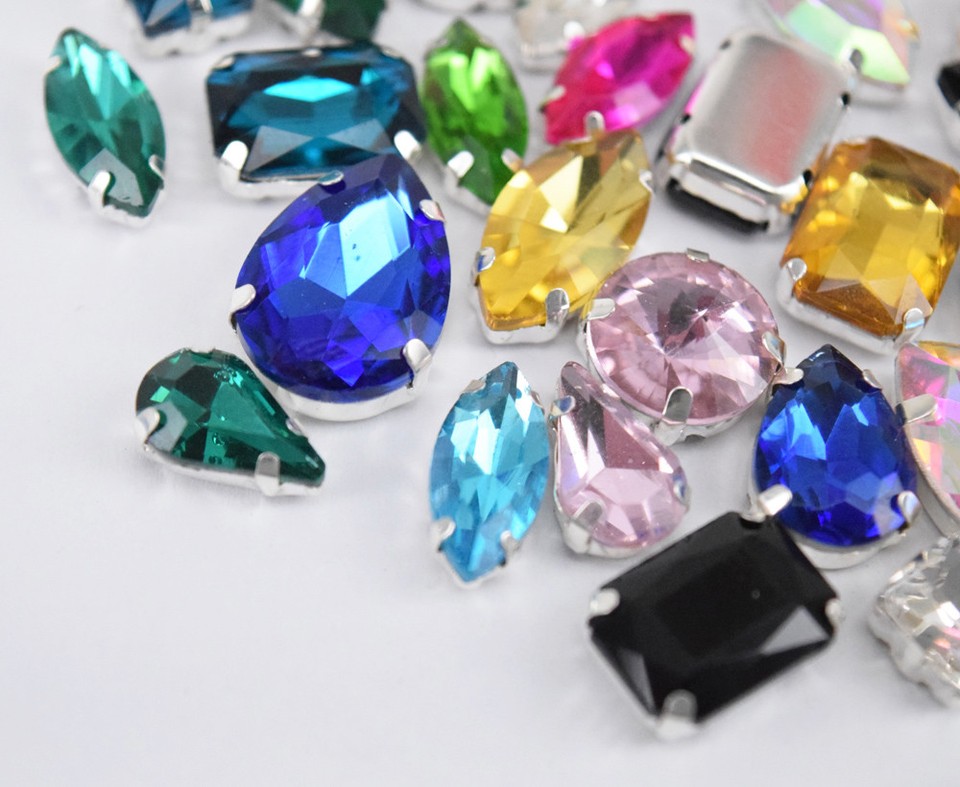 Mixed Shapes Sizes Colors Rhinestone Settings Sew On Crystals Glass | eBay