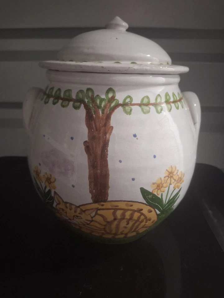 Tarro grande de cerámica vintage MM Portugal - gato naranja graso Foto 2 de 4