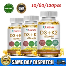 Vitamin D3 K2 Softgel Extra Strength D3 K2 Supplements with 10000 IU 10-120Pcs