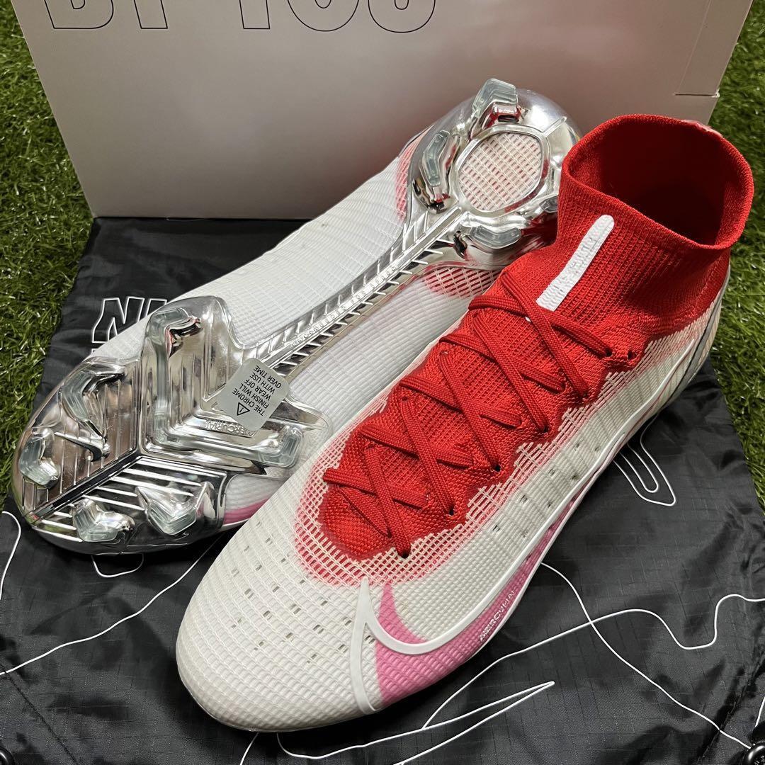 Nike By You Mercurial Superfly VIII Elite FG White Red US Nike By You Mercurial Superfly VIII Elite FG White Red US