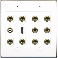 5.1 Speaker 1 Port HD RCA Wall Plate 10 Banana Flat 2 Gang White 