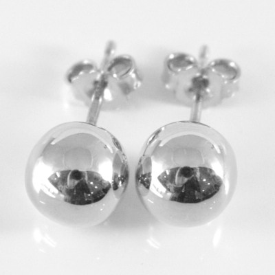 ORECCHINI ORO BIANCO 750 18K, SFERE, PALETTO, PALLINE, CHIUSURA