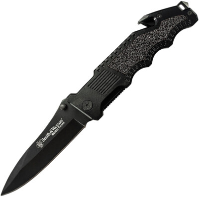 Smith & Wesson Border Guard Linerlock Black Aluminum Folding Pocket Knife