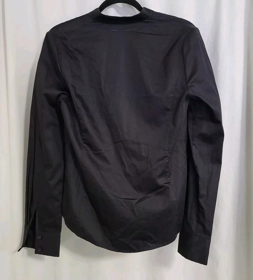 Blusa Diane Von Furstenberg Talla 10 Nudo Frontal Negro Azul Detalles Frente Abierto Foto 2 de 4