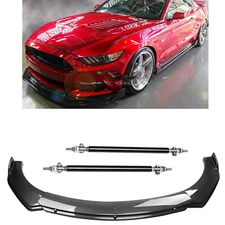 4Pcs Front Bumper Lip Splitter Spoiler Carbon Fiber/ For Ford Mustang