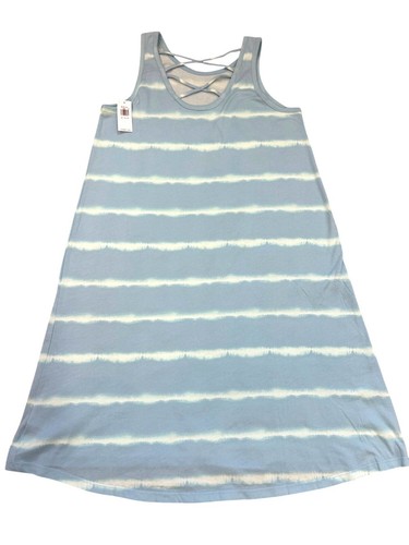 Old Navy Girls Maxi Dress XL 14-16 Blue White Tie Dye Striped Sleeveless Summer - Picture 9 of 11