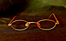 Vintage Oval Eyeglasses Frame Gold/Brown Glasses Full Rim Metal Eyewear Rare