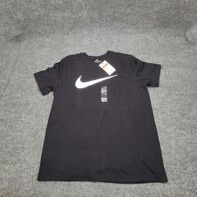 Nike Shirt Mens Large Black White Swoosh Lightweight Sportswear