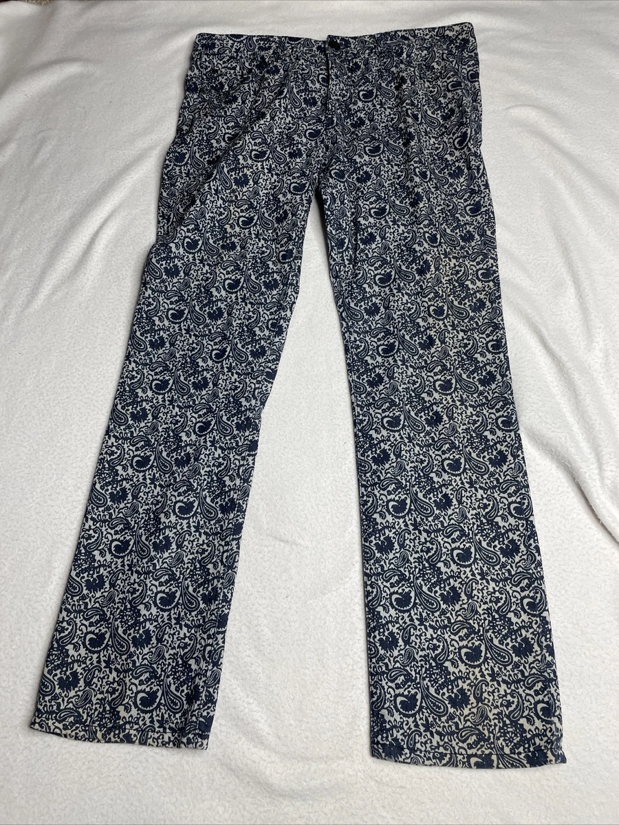 Beau Dawson Linen Pants Womens Small Pull On Ble Blue Floral eBay